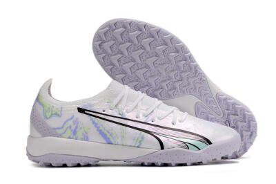 Puma Ultra Ultimate TF Artificial Turf Soccer Shoes - White/Blue/Green
