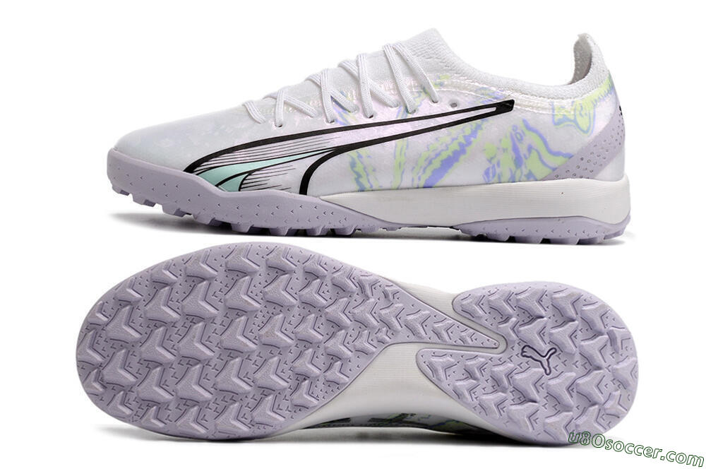 Puma Ultra Ultimate TF Artificial Turf Soccer Shoes - White/Blue/Green 0