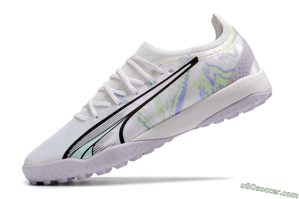 Puma Ultra Ultimate TF Artificial Turf Soccer Shoes - White/Blue/Green 4