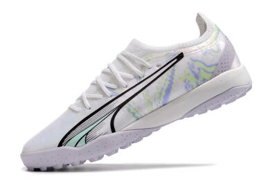 Puma Ultra Ultimate TF Artificial Turf Soccer Shoes - White/Blue/Green