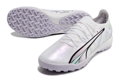 Puma Ultra Ultimate TF Artificial Turf Soccer Shoes - White/Blue/Green