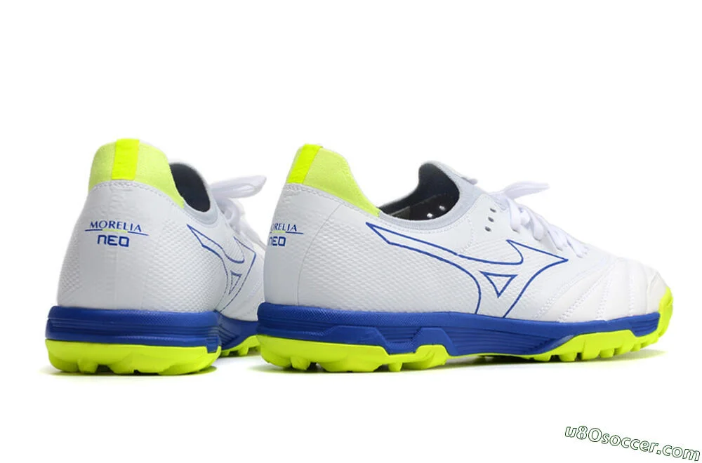 White and Blue TF Artificial Turf Soccer Shoes Mizuno Morelia