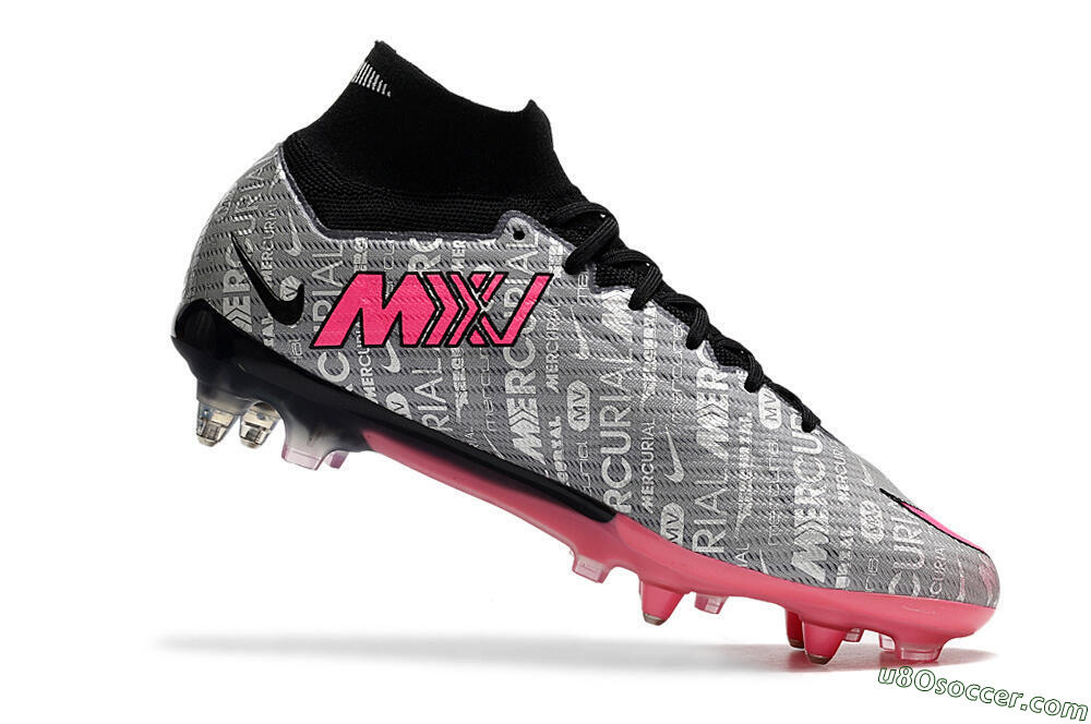 Nike Air Zoom Mercurial Superfly 9 Elite SG Soft Ground Soccer Cleats - Silver/Black/Pink 4
