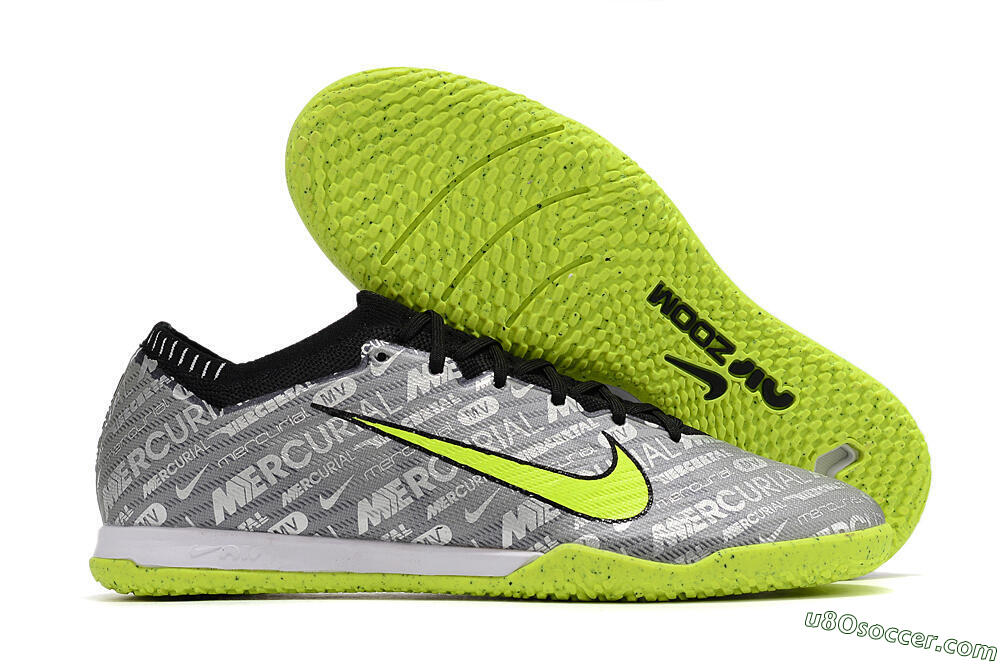 Nike Air Zoom Mercurial Vapor 15 Elite IC Indoor & Futsal Soccer Shoes - Silver/Green/Black 1