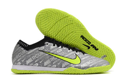 Nike Air Zoom Mercurial Vapor 15 Elite IC Indoor & Futsal Soccer Shoes - Silver/Green/Black