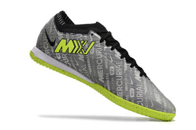 Nike Air Zoom Mercurial Vapor 15 Elite IC Indoor & Futsal Soccer Shoes - Silver/Green/Black