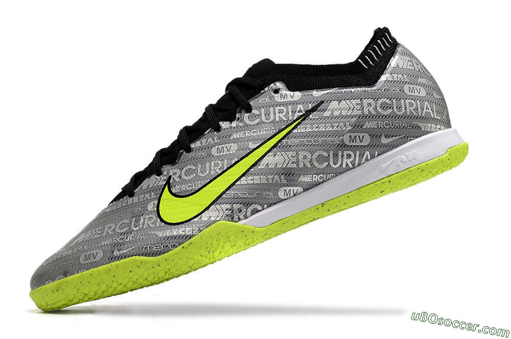 Nike Air Zoom Mercurial Vapor 15 Elite IC Indoor & Futsal Soccer Shoes - Silver/Green/Black 5