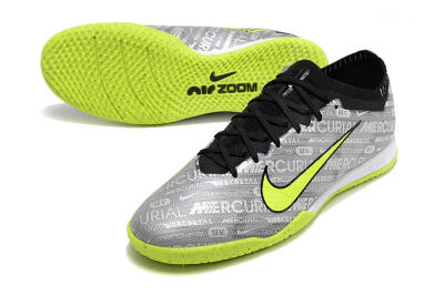 Nike Air Zoom Mercurial Vapor 15 Elite IC Indoor & Futsal Soccer Shoes - Silver/Green/Black