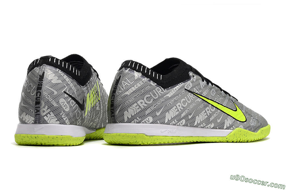 Nike Air Zoom Mercurial Vapor 15 Elite IC Indoor & Futsal Soccer Shoes - Silver/Green/Black 6