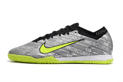 Nike Air Zoom Mercurial Vapor 15 Elite IC Indoor & Futsal Soccer Shoes - Silver/Green/Black