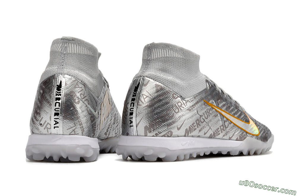 Nike Air Zoom Mercurial Superfly 9 Elite TF Artificial Turf Soccer Shoes - Silver/Gold 5