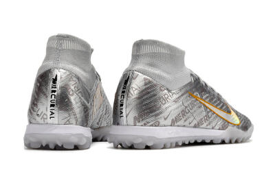 Nike Air Zoom Mercurial Superfly 9 Elite TF Artificial Turf Soccer Shoes - Silver/Gold