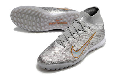 Nike Air Zoom Mercurial Superfly 9 Elite TF Artificial Turf Soccer Shoes - Silver/Gold