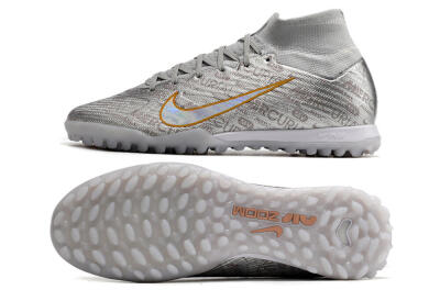 Nike Air Zoom Mercurial Superfly 9 Elite TF Artificial Turf Soccer Shoes - Silver/Gold