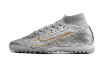 Nike Air Zoom Mercurial Superfly 9 Elite TF Artificial Turf Soccer Shoes - Silver/Gold