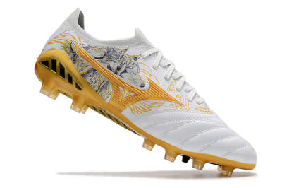 Mizuno Morelia Neo 3 Japan FG Firm Ground Soccer Cleats - White/Black/Gold