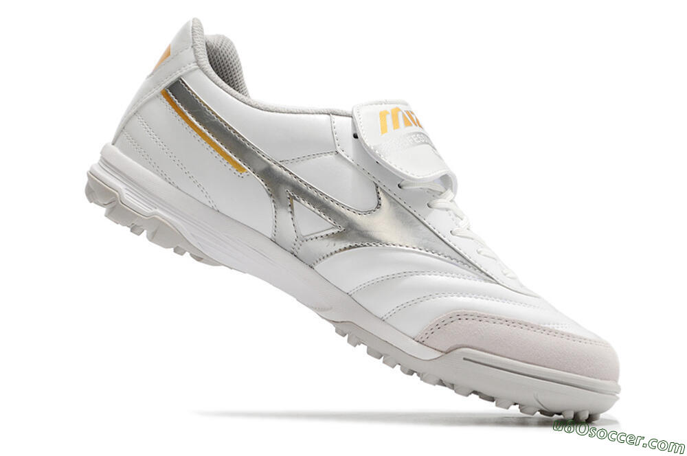 Mizuno Morelia Sala Classic TF Artificial Turf Soccer Shoes - White/Silver 4
