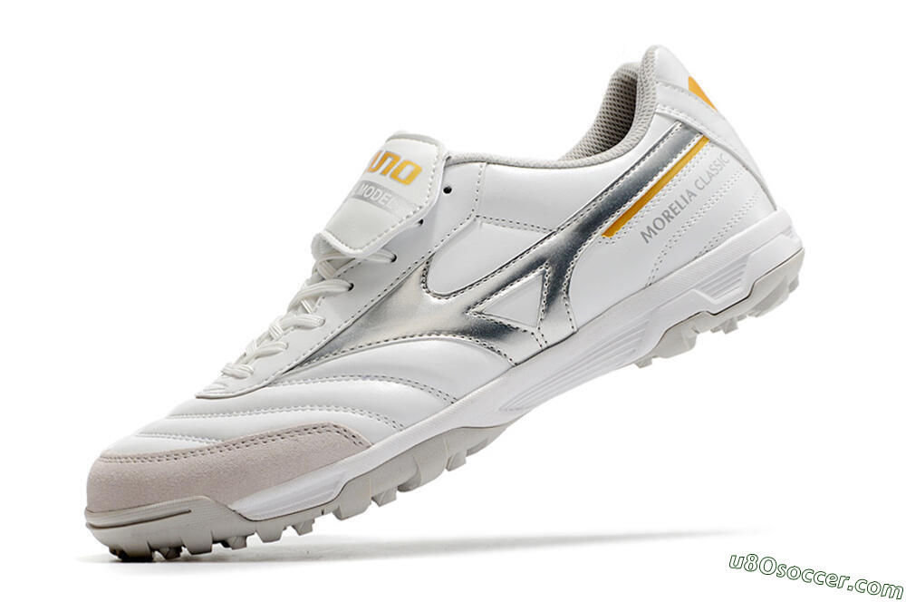 Mizuno Morelia Sala Classic TF Artificial Turf Soccer Shoes - White/Silver 5