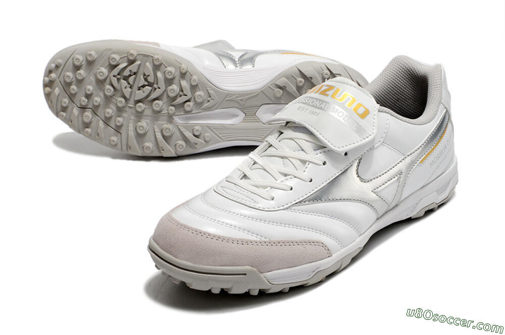 Mizuno Morelia Sala Classic TF Artificial Turf Soccer Shoes - White/Silver 3