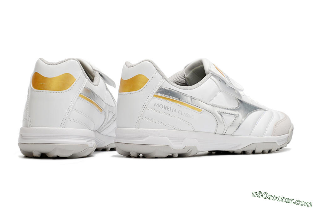 Mizuno Morelia Sala Classic TF Artificial Turf Soccer Shoes - White/Silver 6