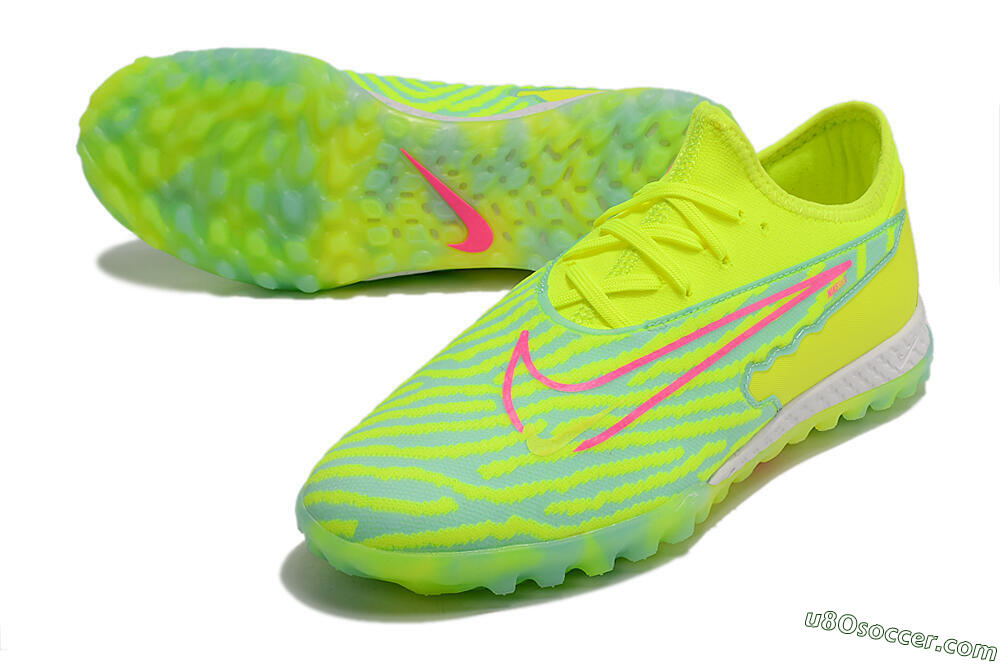 Nike React Phantom GX Pro TF Artificial Turf Soccer Shoes - Green/Pink 3