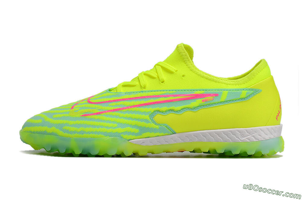 Nike React Phantom GX Pro TF Artificial Turf Soccer Shoes - Green/Pink 2
