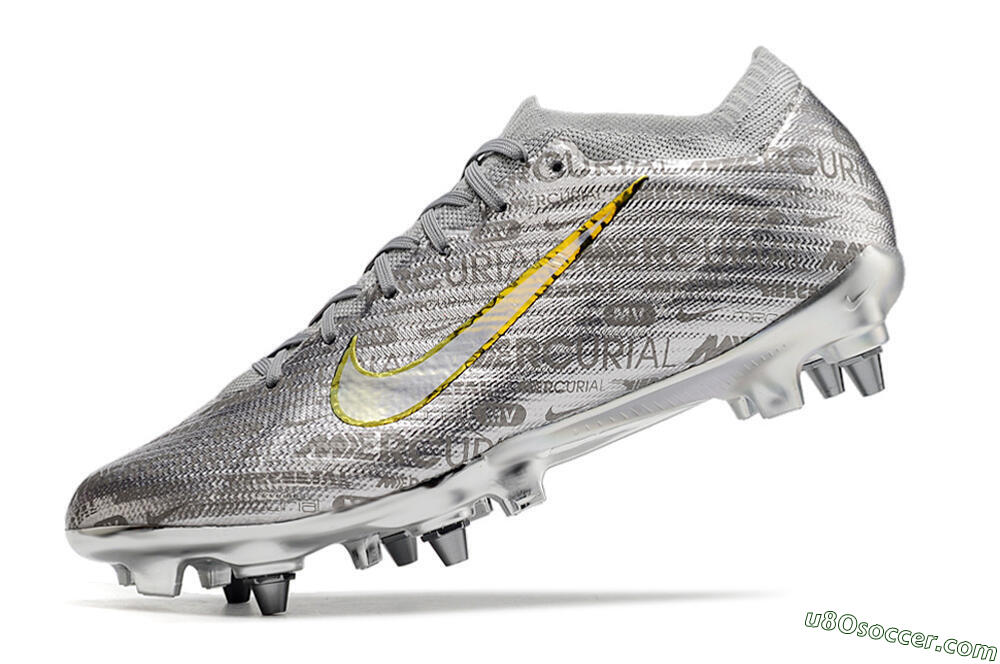 Nike Air Zoom Mercurial Vapor 15 Elite SG Soft Ground Soccer Cleats - Silver/Gold 5