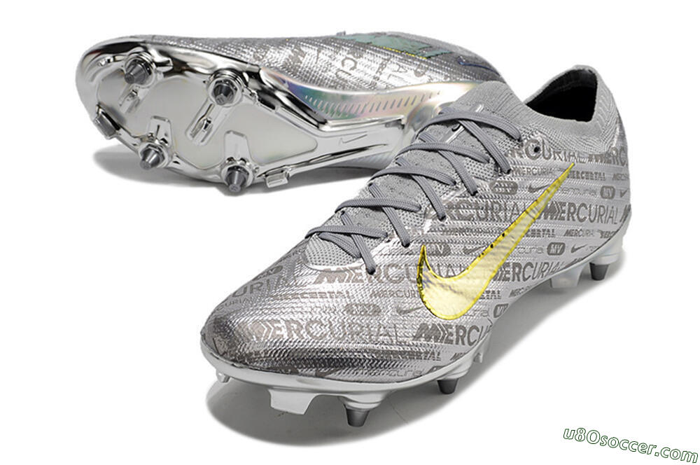 Nike Air Zoom Mercurial Vapor 15 Elite SG Soft Ground Soccer Cleats - Silver/Gold 3