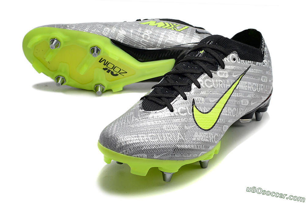 Nike Air Zoom Mercurial Vapor 15 Elite SG Soft Ground Soccer Cleats - Silver/Green/Black 3