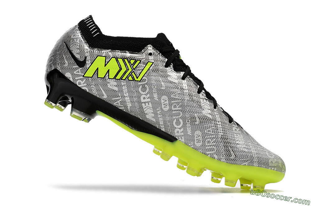 Nike Air Zoom Mercurial Vapor 15 Elite AG Artificial Grass Soccer Cleats - Silver/Green/Black 4