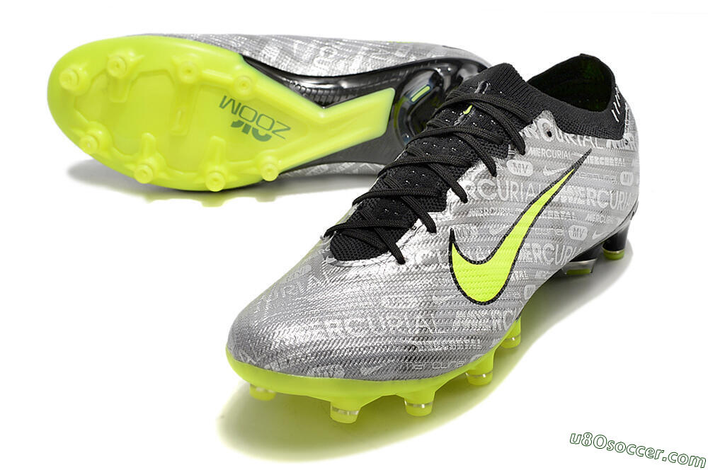 Nike Air Zoom Mercurial Vapor 15 Elite AG Artificial Grass Soccer Cleats - Silver/Green/Black 3
