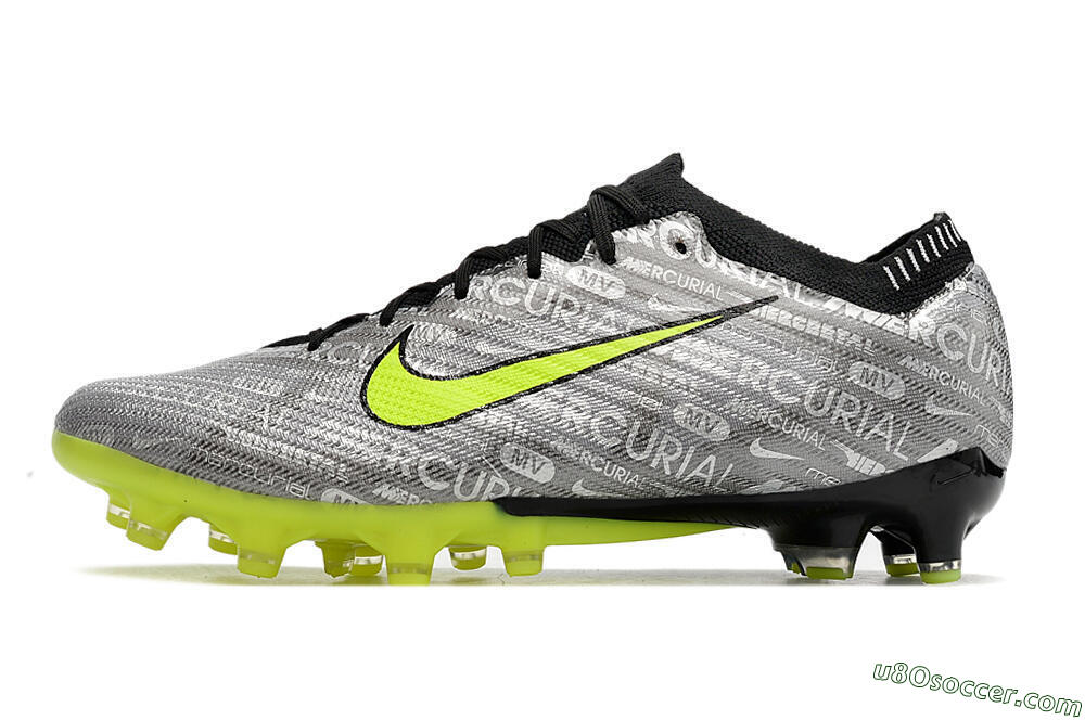 Nike Air Zoom Mercurial Vapor 15 Elite AG Artificial Grass Soccer Cleats - Silver/Green/Black 2