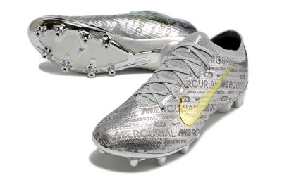 Nike Air Zoom Mercurial Vapor 15 Elite AG Artificial Grass Soccer Cleats - Silver/Gold