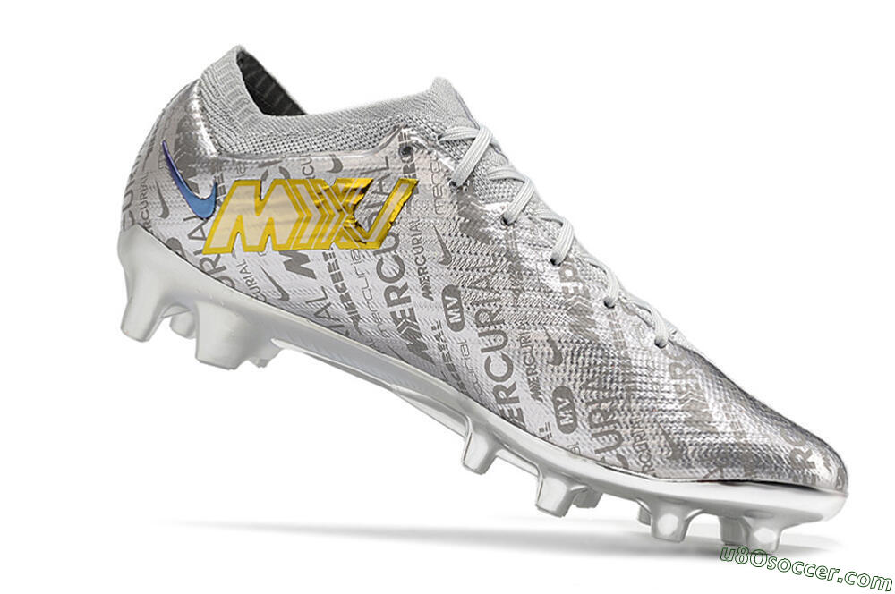 Nike Air Zoom Mercurial Vapor 15 Elite AG Artificial Grass Soccer Cleats - Silver/Gold 5