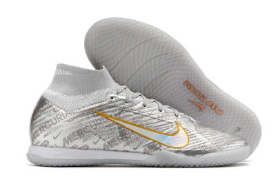 Nike Air Zoom Mercurial Superfly 9 Elite IC Indoor & Futsal Soccer Shoes - Silver/Gold