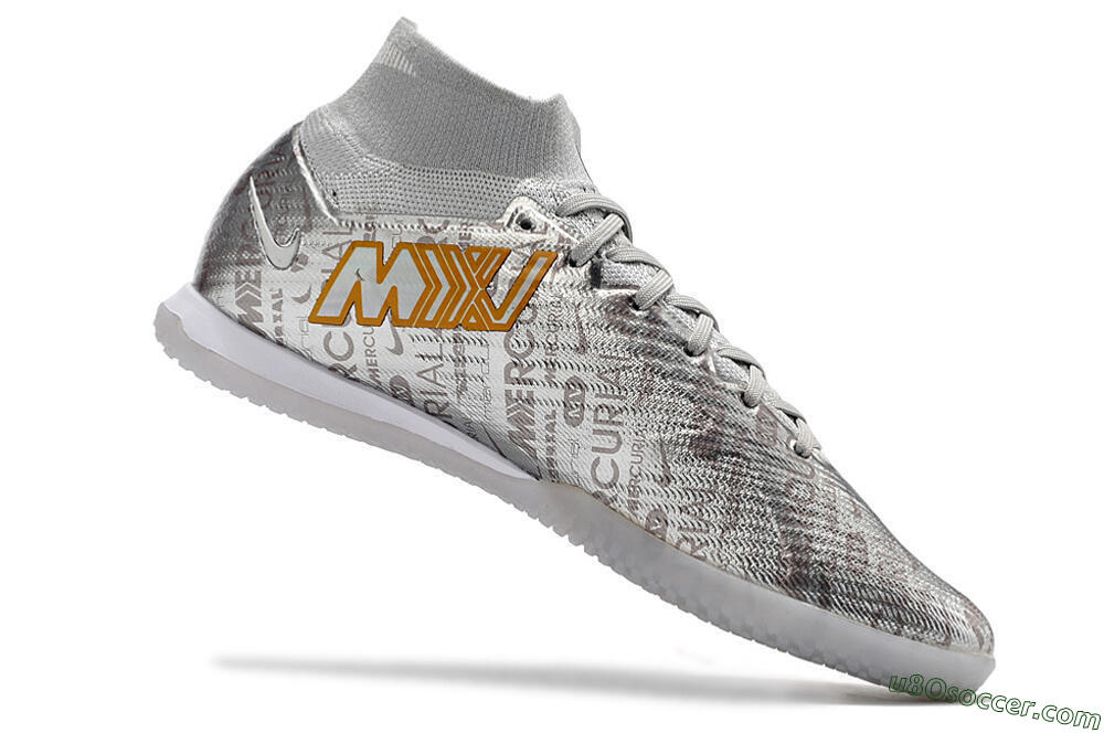 Nike Air Zoom Mercurial Superfly 9 Elite IC Indoor & Futsal Soccer Shoes - Silver/Gold 4