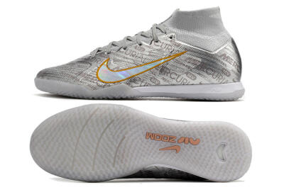 Nike Air Zoom Mercurial Superfly 9 Elite IC Indoor & Futsal Soccer Shoes - Silver/Gold