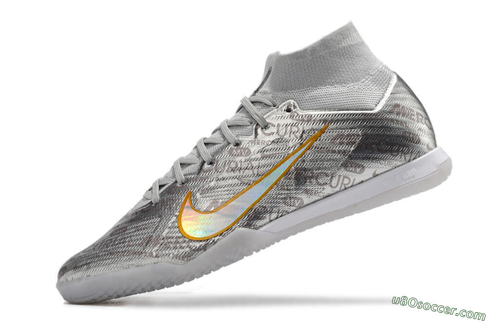 Nike Air Zoom Mercurial Superfly 9 Elite IC Indoor & Futsal Soccer Shoes - Silver/Gold 5