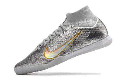 Nike Air Zoom Mercurial Superfly 9 Elite IC Indoor & Futsal Soccer Shoes - Silver/Gold