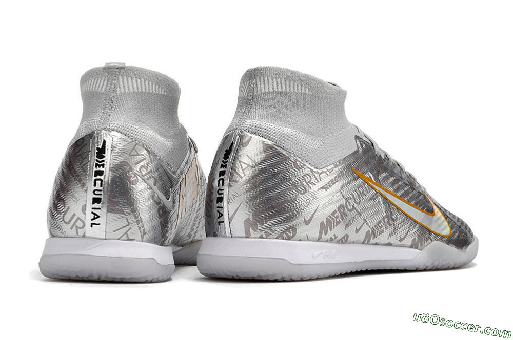 Nike Air Zoom Mercurial Superfly 9 Elite IC Indoor & Futsal Soccer Shoes - Silver/Gold 6