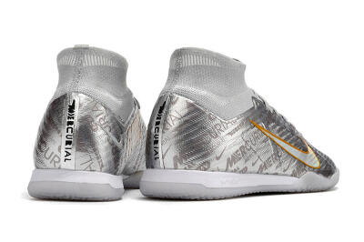 Nike Air Zoom Mercurial Superfly 9 Elite IC Indoor & Futsal Soccer Shoes - Silver/Gold