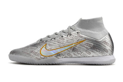 Nike Air Zoom Mercurial Superfly 9 Elite IC Indoor & Futsal Soccer Shoes - Silver/Gold