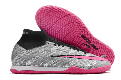 Nike Air Zoom Mercurial Superfly 9 Elite IC Indoor & Futsal Soccer Shoes - Silver/Black/Pink