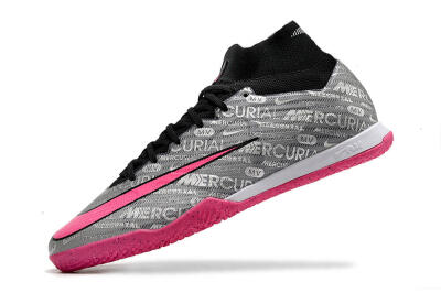 Nike Air Zoom Mercurial Superfly 9 Elite IC Indoor & Futsal Soccer Shoes - Silver/Black/Pink