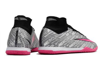 Nike Air Zoom Mercurial Superfly 9 Elite IC Indoor & Futsal Soccer Shoes - Silver/Black/Pink