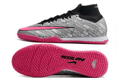 Nike Air Zoom Mercurial Superfly 9 Elite IC Indoor & Futsal Soccer Shoes - Silver/Black/Pink