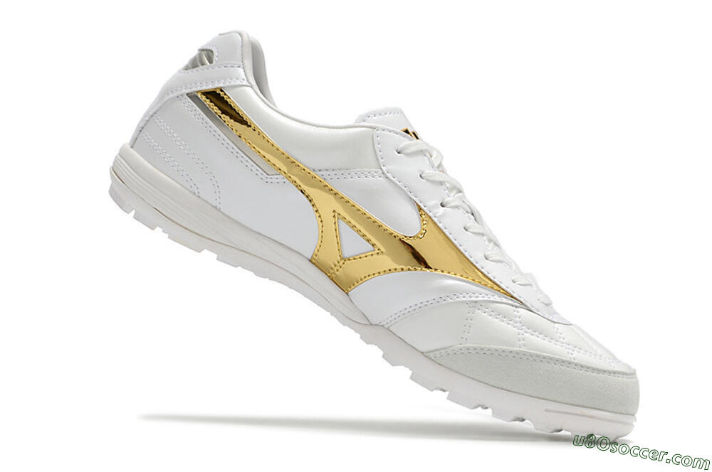 Mizuno Morelia Sala Japn TF Artificial Turf Soccer Shoes - White/Gold 5