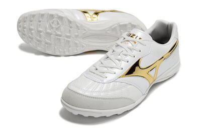 Mizuno Morelia Sala Japn TF Artificial Turf Soccer Shoes - White/Gold