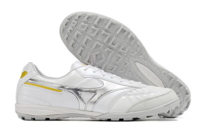 Mizuno Morelia Sala Japan TF Artificial Turf Soccer Shoes - White/Silver/Yellow