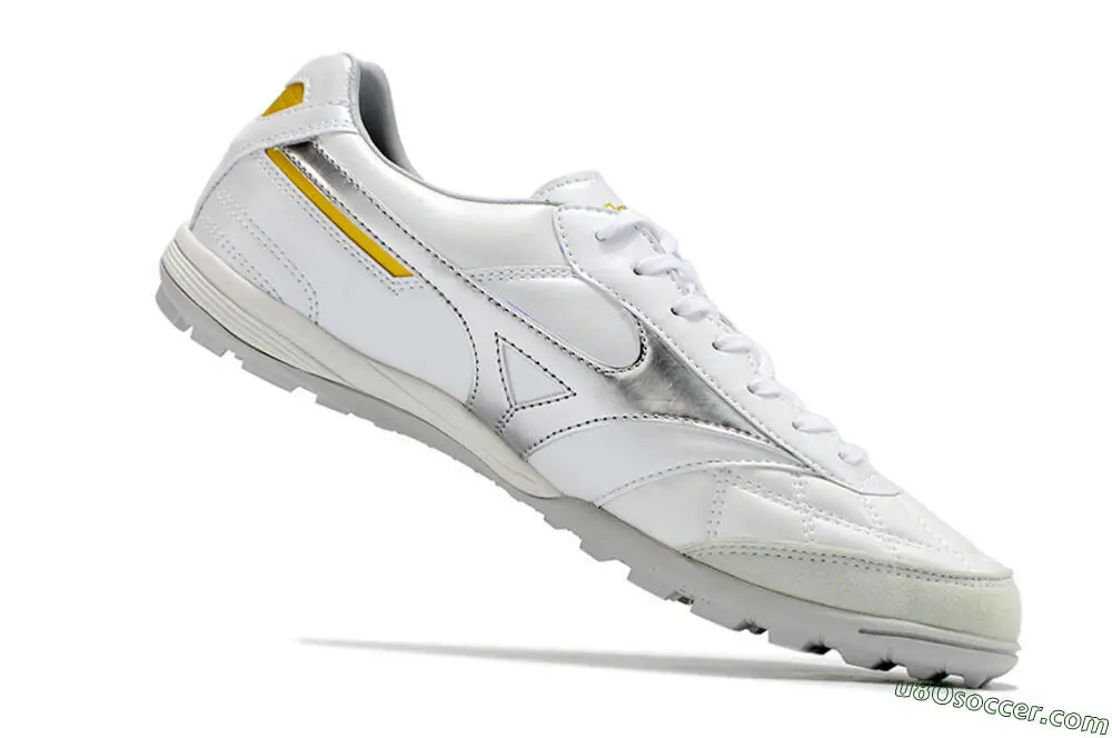 White, Silver and Yellow Mizuno Morelia Sala Japan TF